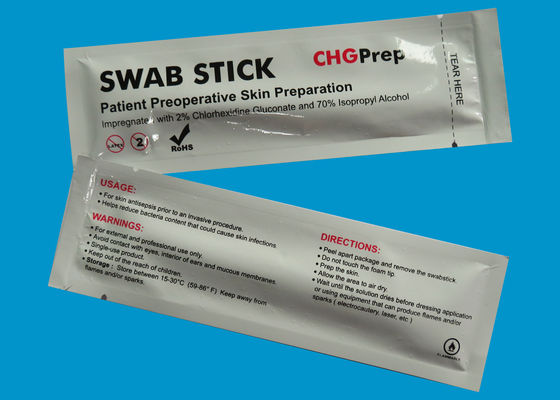 Da pressão antisséptica de Swabstick do Chlorhexidine da pele cotonetes estéreis do álcool CHG