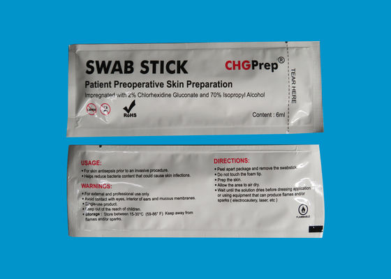 A espuma médica da esterilização de Chlorascrub CHG Swabstick ETO derrubou cotonetes
