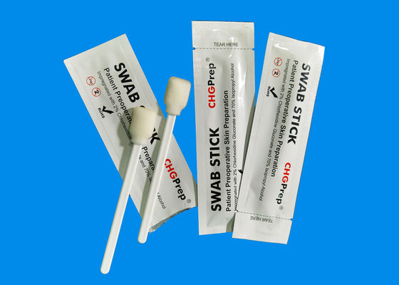 A pele do isopropil do álcool 70% do Chlorhexidine do cotonete 2% da esponja CHG desinfeta cotonetes da limpeza da ponta da espuma