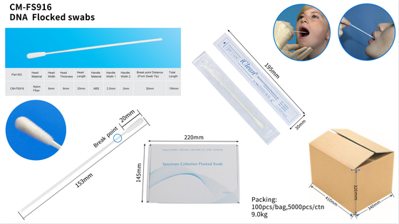 Tubo de amostra descartável do vírus do ADN da vara Nasopharyngeal nasal médica do cotonete do teste